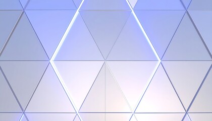 Abstract geometric pattern with illuminated triangular shapes in soft blue and white tones for modern decor