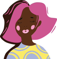 Stylized portrait of a girl with pink hair