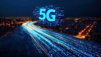 Night city highway, 5G network