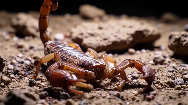Scorpion Under Moonlight &ndash; Segmented Tail Arched in Dramatic Desert Night