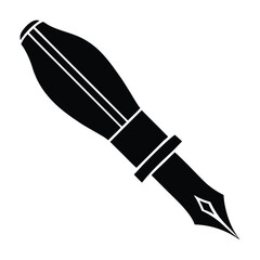 Old-fashioned fountain pen silhouette writing vector on white background