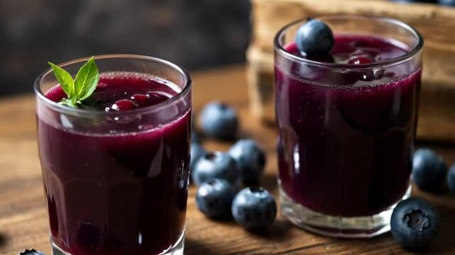 Cranberry Juice on the Glass Video. Ai generated.