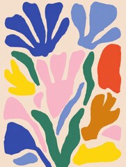 Colorful abstract flower design showcasing vibrant shapes and hues for modern decor