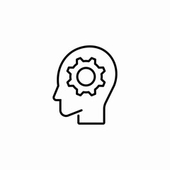 classic thinking mind look with gear inside head icon sign vector
