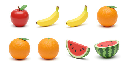 Vibrant Assortment of Fresh Fruit on Clean White Background Studio Shot