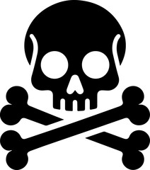 Skull and Crossbones Icon in Bold Black Style