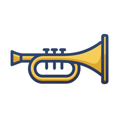 Trumpet Icon Representing Brass Musical Instrument Used in Jazz and Classical Music