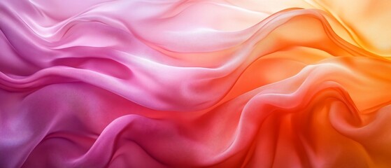 Obraz premium Flowing silk waves through radiant color gradient
