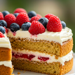 Raspberry & Blueberry Cake Recipe