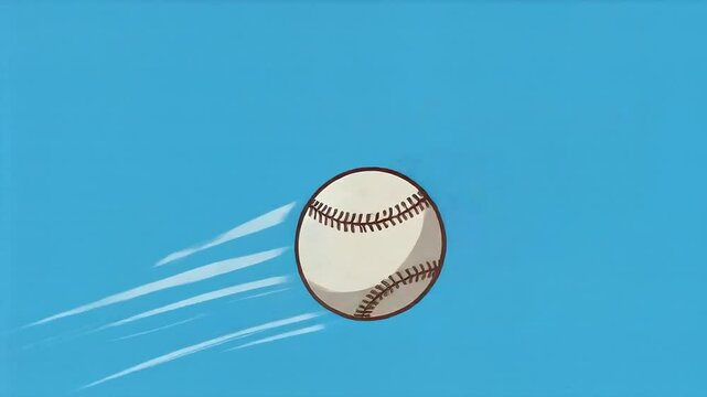 Cartoon baseball animation spinning against simple solid blue background