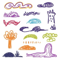 Colorful Whimsical Drawings of Nature Elements