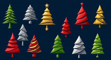 Fototapeta premium Christmas Tree Trio: A Festive Collection AI Generated