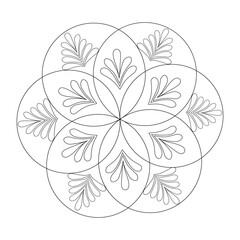 An illustration of a vectors different type of  flowers, traditional and cultural alpona design in continuous line art drawing style.