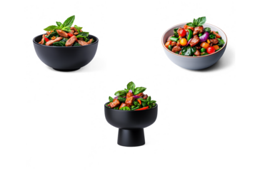 Sizzling spicy stir fry with vegetables and meat in wok