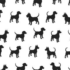 Black Dog Silhouettes: Elegant Canine Pattern