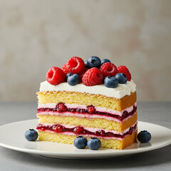 Berry Layer Cake Recipe: Raspberries & Blueberries