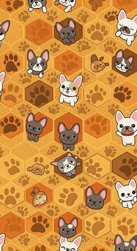 Fototapeta Adorable French Bulldog Honeycomb Pattern