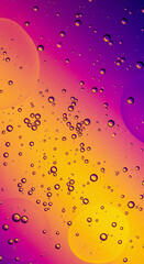 Abstract droplets suspended in vibrant liquid