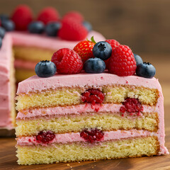 Delicious Raspberry & Blueberry Cake