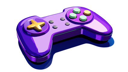 Vibrant Purple Game Controller Gaming Icon Digital Art Stylish Design Glossy Finish Purple Hues