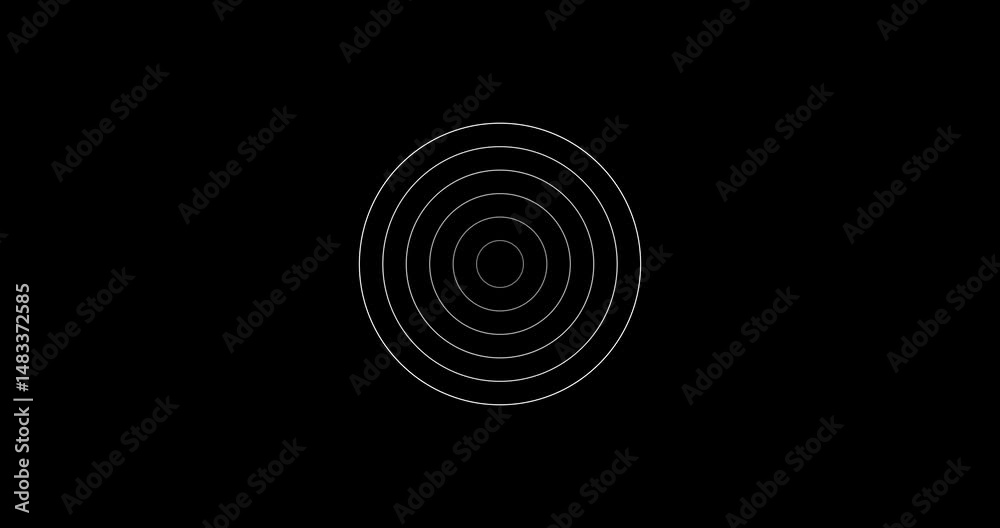Wall mural abstract concentric circles minimalist tech background 4k animation