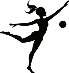 Gymnastics Young gymnast woman black silhouette on transparent background