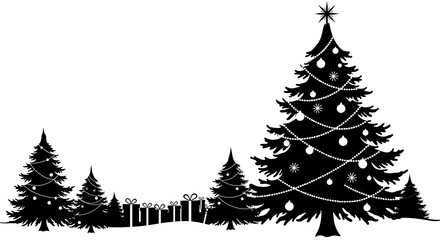 Obraz premium Midnight Christmas Silhouettes AI Generated