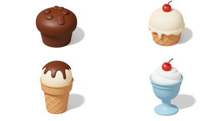 Delicious Sweet Treats Muffin and Ice Cream Cones for Food Concepts