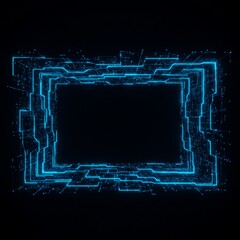 Glowing Blue Circuit Frame Abstract Technology Background