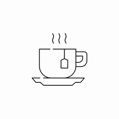 hot cup of tea with saucer icon sign vector