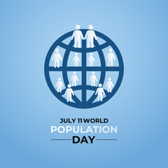 World Population Day. Celebrating Global Unity and Awareness on July 11th. Banner, cards, prints, social media, poster, flyer and background design template.