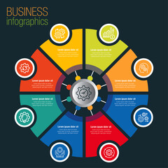 Circle chart infographic template with options for presentations, advertising, layouts, annual reports