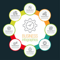 Circle chart infographic template with options for presentations, advertising, layouts, annual reports