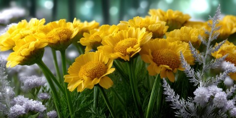 Bright yellow flowers blooming in a vibrant garden during springtime showcasing nature's beauty and fresh growth