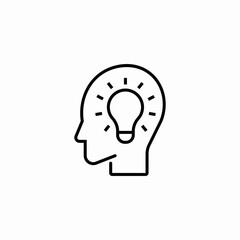 human head burning lightbulb icon sign vector