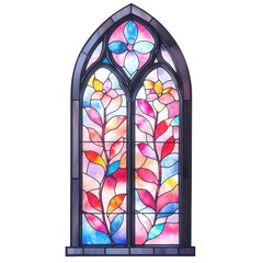 Vibrant Stained Glass Window Design Featuring Colorful Floral Patterns