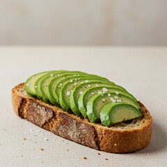 Sliced Avocado on Toasted Whole Wheat Bread