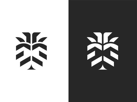 Modern Majestic Lion face Icon for Branding Use, Creative Geometric Emblem with Abstract Animal Head Symbol, Geometric Animal Head Logo, new concept, lion head, unique
