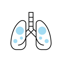 Lungs with oxygen outline vector icon wtich color. For action promotion and advertising mockup. Isolated symbol sign used for: mobile, app, design, web, dev, ui, ux, gui. EPS 10