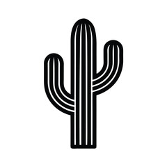 Striped Cactus Icon Desert Plant, Black, White, Simple, Graphic