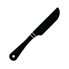 Black Butter Knife Icon, Kitchen Utensil, Sharp Blade, Handle, Food