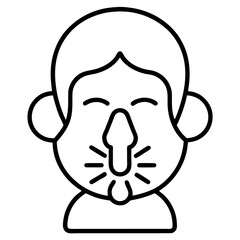 Allergy Icon Showing Sneezing and Rash in Clean Line Art
