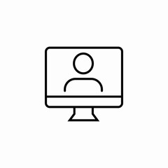monitor with image of person on screen online meeting or video call icon sign vector