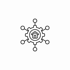 network integration houses icon sign vector