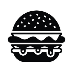 Delicious Burger Icon Sesame Bun, Patty, Cheese, Sauce
