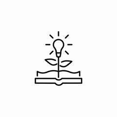 open book with lightbulb concept new knowledge icon sign vector