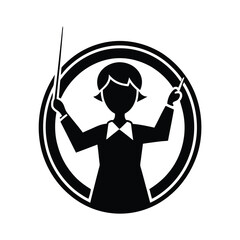 Female Conductor Icon Orchestra, Music, Baton, Leadership, Symbol © Joy