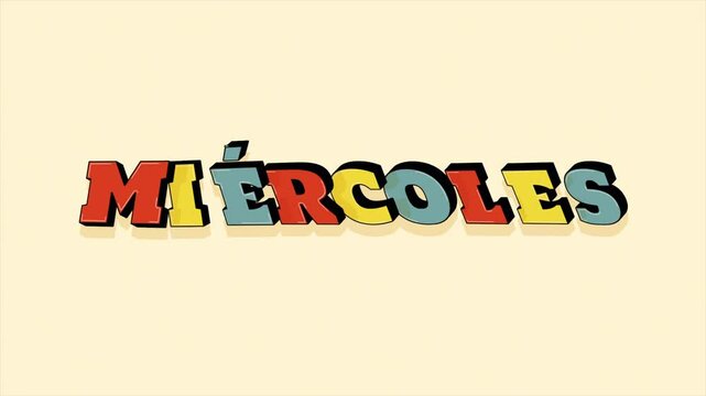 Spanish Cartoon Animated MIERCOLES Sign Looping