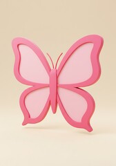 Fototapeta premium Pink 3D Butterfly Illustration, Pastel Background