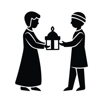 black figures sharing gift clip art preview